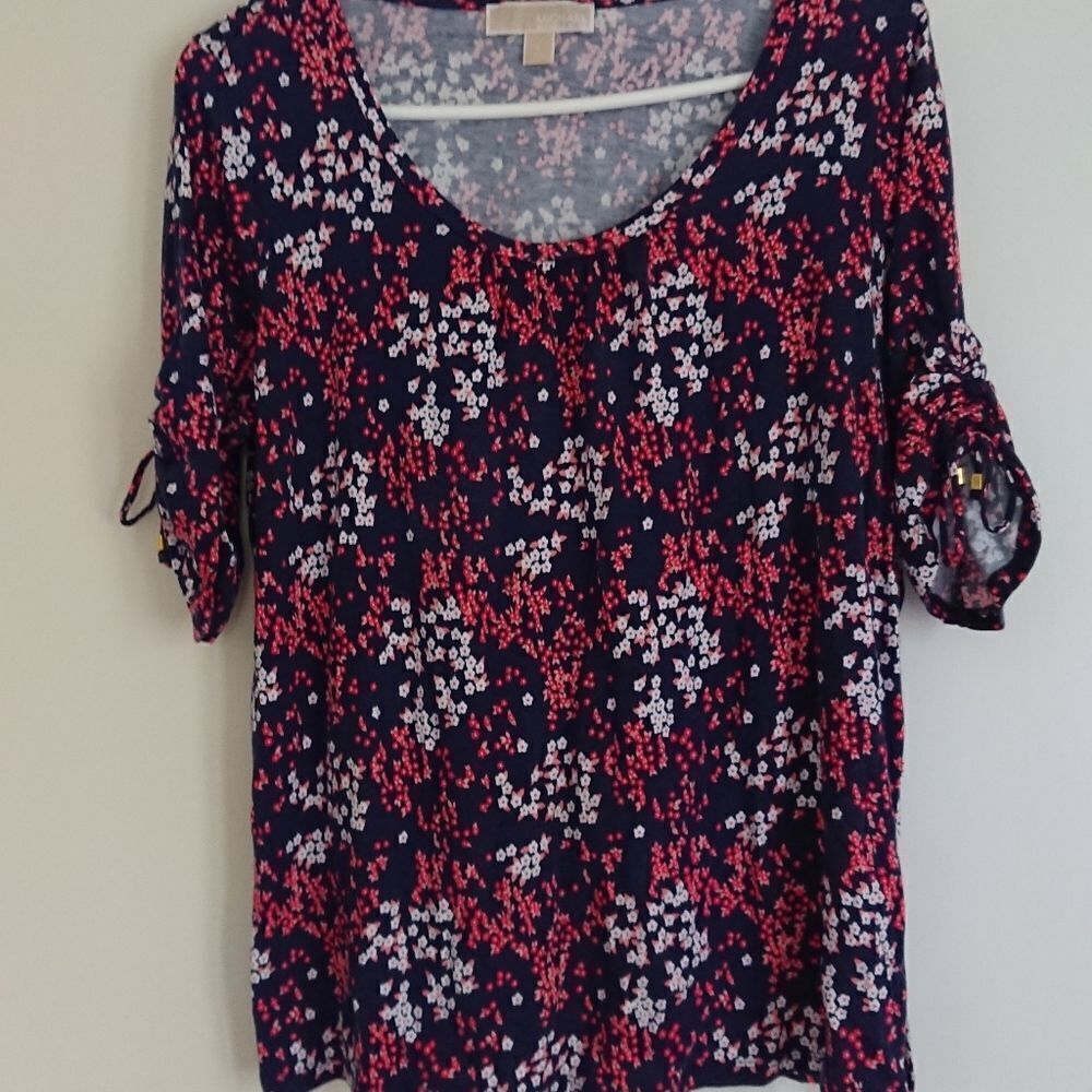 Michael michael kors blue & pink flowers shirt